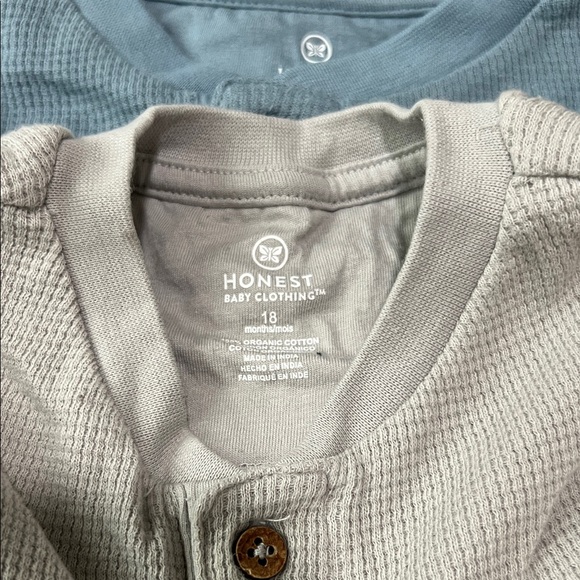 The Honest Company Kids Long Sleeve Waffle Knit Shirt - Gray, Blue, Brown, White - Picture 2 of 7